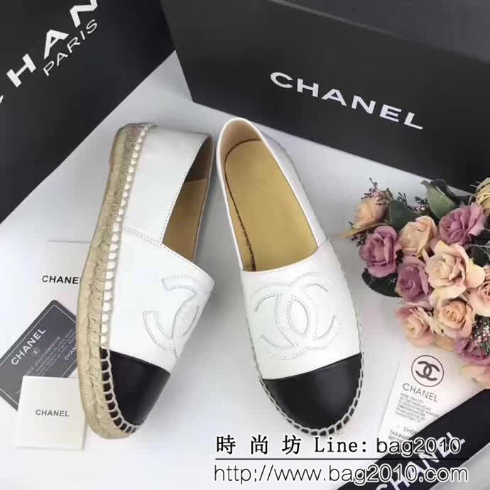 CHANEL香奈兒 彩色羊皮系列 漁夫工藝 白色綿羊皮 女休閒鞋 QZS2325